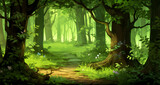 Fototapeta Las - there is a small path through a big green forest