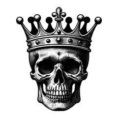 Wall Mural - retro skeleton wear crown king in head sketch art vector illustration