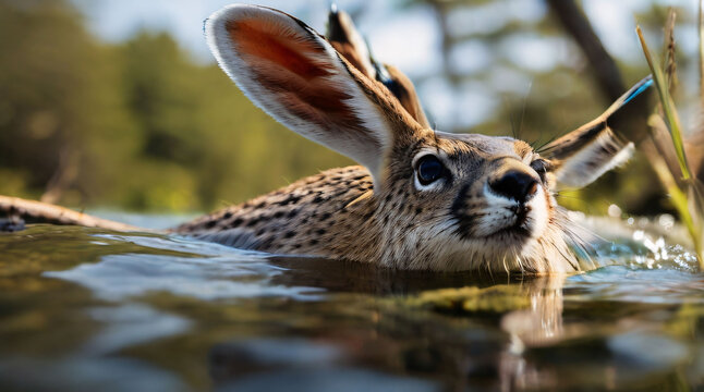 rabbit in the water