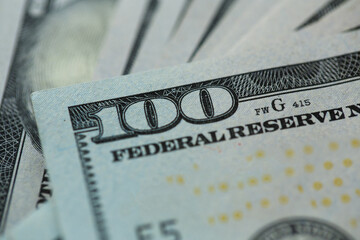 Close up of 100 dollars bill in US currency