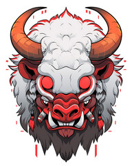 Wall Mural - buffalo monster face character isolated on transparent background. t-shirt design, PNG File, Ai generated Images