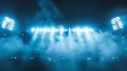 Wall Mural - Bright stadium arena lights and smoke