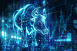 © RicardoLuiz - Digital illustration of a bull on a dynamic stock market background