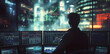 Financial Analyst Monitoring Live Market Data in Futuristic Trading Room