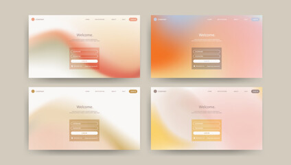 Wall Mural - gradient mesh design of landing page set vector template.