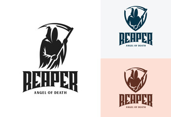 The Grim Reaper skull vector logo design vector illustration
