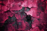 Fototapeta Miasta - Black red rough surface. Toned old concrete wall.  Viva magenta color. Trend 2023. Close-up. Grunge background for design. Distressed, cracked, broken, crumbled, damaged, dilapidated. Backdrop.