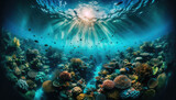 Fototapeta Do akwarium - Vibrant Coral Reef and Tropical Fish Underwater