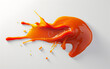 Visually captivating spilled sauce pattern with realistic lighting on white background