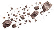 Swarm of asteroids. Many meteorites are flying. Isolated on a transparent background.