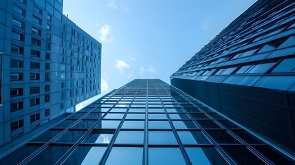 Wall Mural - Looking Up Blue Modern Office Building