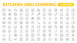 © artnazu - Set of outline icons related to cooking, and kitchen. Linear icon collection. Kitchen and Cooking thin line web icon set. Outline icons collection. Kitchen utensils - pan, oven, cookbook, saucepan.