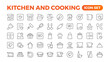 © artnazu - Set of outline icons related to cooking, and kitchen. Linear icon collection. Kitchen and Cooking thin line web icon set. Outline icons collection. Kitchen utensils - pan, oven, cookbook, saucepan.