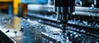 © 2rogan - A detailed view of a CNC milling machine in action, precision cutting through a sheet of glass with metalwork set up process visible.