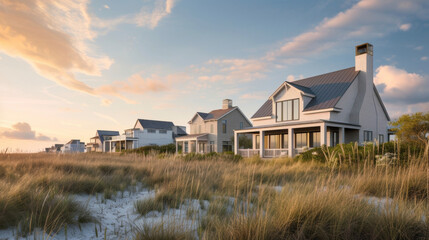 Wall Mural - Experience the best of coastal living in these stunning sand dune sanctuaries where the homes are carefully designed to coexist with the surrounding dunes and provide a peaceful