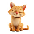 © Transparent AI - Contented orange tabby cat cartoon character sitting with eyes closed and a joyful expression, isolated on a transparent background, perfect for pet-themed projects