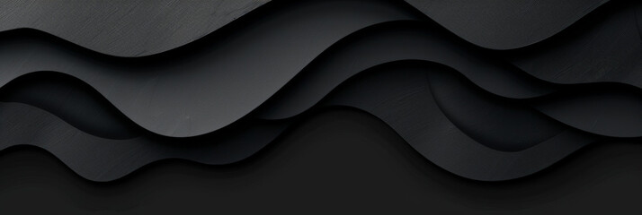 Wall Mural - astract black background with waves, black paper art, black abstract background with wavy lines. for
