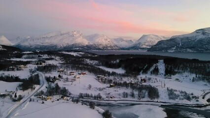 Wall Mural - Aerial View Of Beautiful Landscape Of Lyngen Alps, Norway
