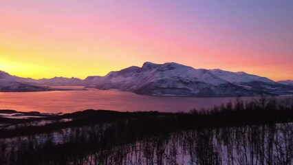 aerial view of beautiful landscape of lyngen alps, norway