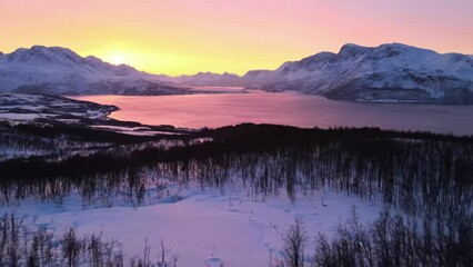 Wall Mural - Aerial View Of Beautiful Landscape Of Lyngen Alps, Norway