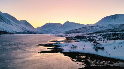 Wall Mural - Aerial View Of Beautiful Landscape Of Lyngen Alps, Norway