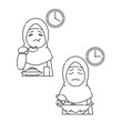 Ramadan activity girl vector arts. Islamic activities in daily life. Cartoon character for kids