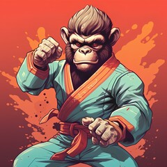 Kung Fu monkey illustration