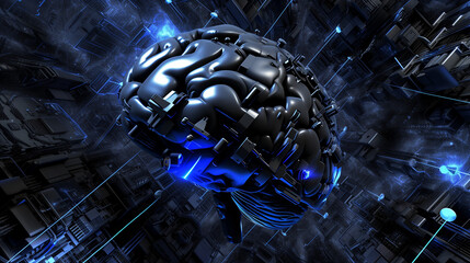 Wall Mural - Human brain graphic symbolizing intelligence, technological background