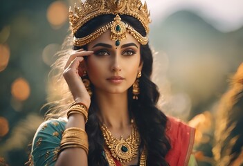 Young indian bride wearing red traditional saree, AI Generative 