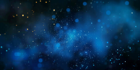 Wall Mural - blue watercolor space background with stars, milky way, nebula, galaxy, cosmos milky way, blue background banner,  night sky background