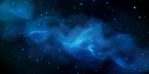 Wall Mural - blue watercolor space background with stars, milky way, nebula, galaxy, cosmos milky way, blue background banner,  night sky background