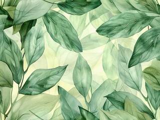 Wall Mural - Eucalyptus Leaves in Watercolor Style Seamless Pattern