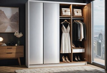 Wall Mural - Wooden wardrobe adds storage and design to a home interior