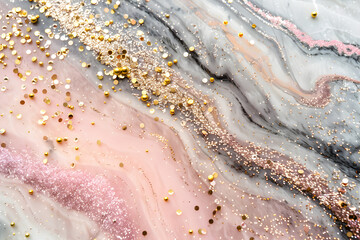  Pink marble textur ae banner with golden glitters. Abstract luxury marble stone texture with a gold lines. Copy space	