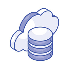 Wall Mural - database with cloud depicting isometric vector of cloud storage