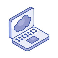 Wall Mural - Cloud inside laptop screen, concept isometric icon of cloud computing