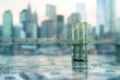 Conceptual Finance Art of Dollar Bills Shaped as Suspension Bridge Banner