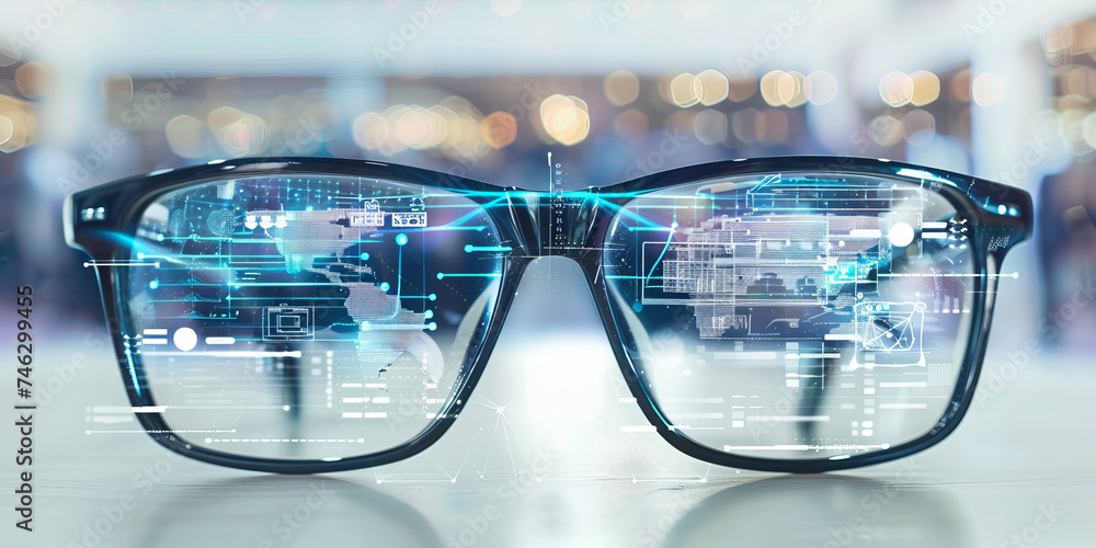 Title: Futuristic Smart Glasses Displaying Advanced Augmented Reality ...