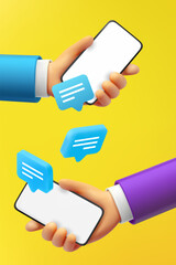 Aufkleber - Digital messaging via smartphone concept. 3d vector illustration
