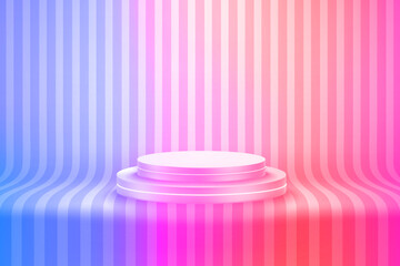 Poster - Vivid room with podium and stripes. 3d style vector illustration 