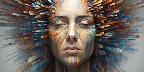 Wall Mural - A breathtaking digital art, a visionary painting, a digital painting of a woman's face.