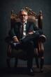 © shooreeq - Businessman sitting on the throne, dramatic light, studio photo, professional shooting, sharp focus