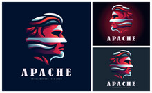 apache indian head face tribes modern logo template design for brand or company and others