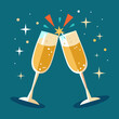© Bendix - Sparkling champagne glasses clinking together. vektor illustation