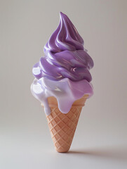 glossy honey lavender ice cream swirl in a crisp waffle cone, exuding a luxurious and contemporary dessert vibe.