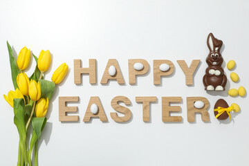 Wall Mural - The inscription Happy Easter on a white background