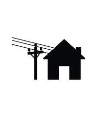 Sticker - home with electric pole icon, vector best flat icon.