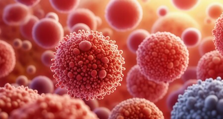 Wall Mural - microscopic view of a virus particle, magnified for scientific study