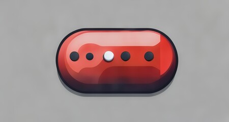 Wall Mural -  Red and black glossy button with three black dots and one white dot