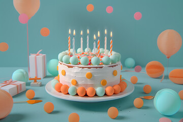 Poster - birthday cake with balls